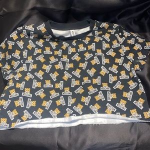 MOSCHINO SHORT SLEEVE CROP SWEATER